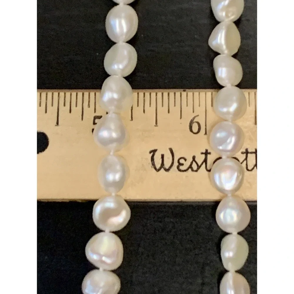 Vintage 14K White Gold Opera Baroque Pearl Necklace 35